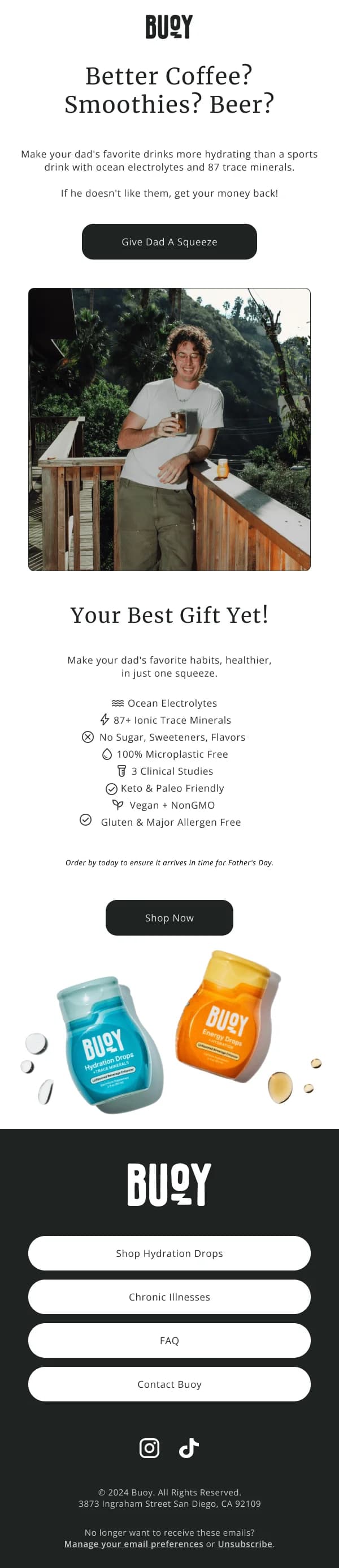 Father's Day Hydration Drops — Fathers Day email design preview