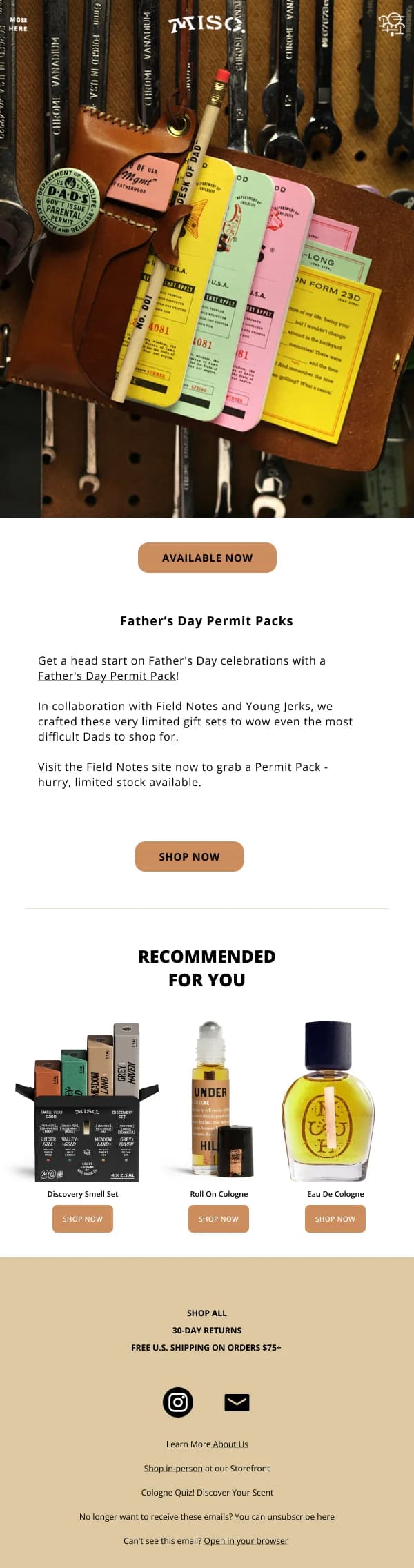 Father's Day Permit Packs — Fathers Day email design preview