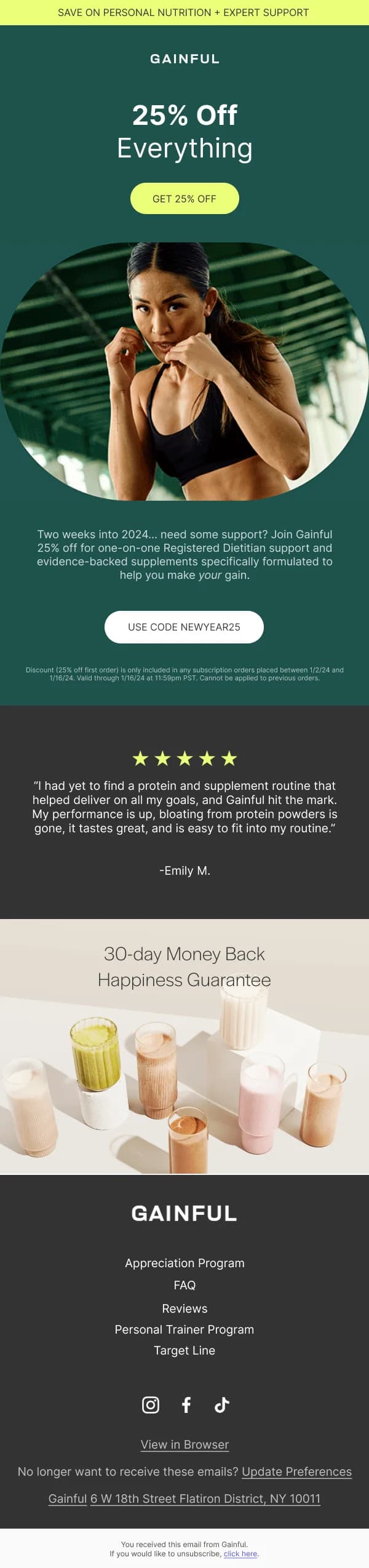 Gainful New Year Discount — Discounts & Coupons email design preview