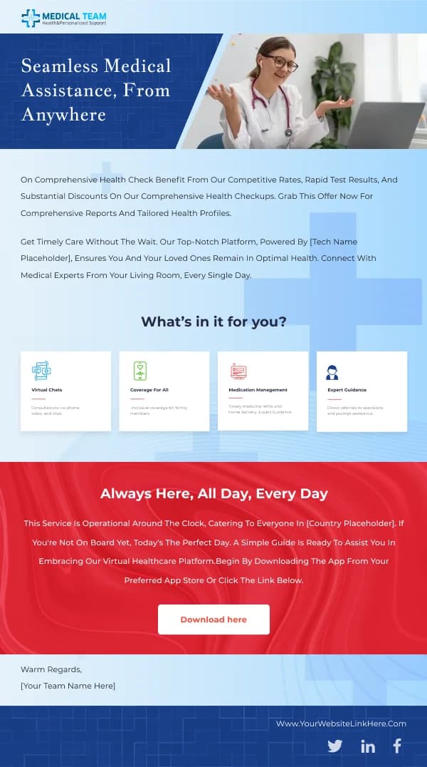 Healthcare Medical Assistance — Discounts & Coupons email design preview
