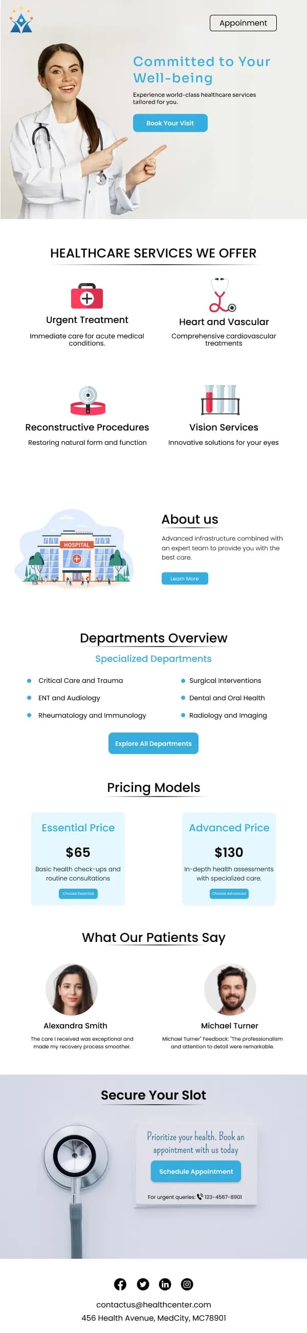 Healthcare-Routine Checkup Price — Pricing Plans email design preview