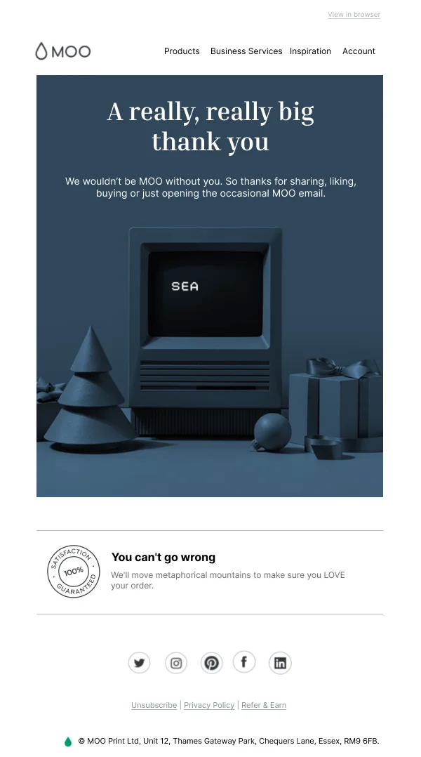 Heartfelt Thank You — Thank You email design preview