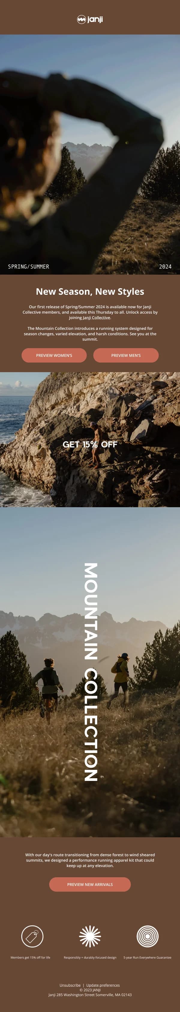 Janji Spring/Summer 2024 Collection — Product Launch email design preview