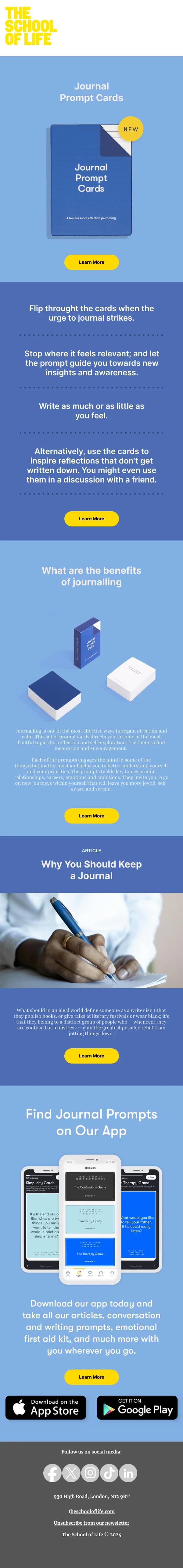 Journal Prompt Cards — Product Launch email design preview