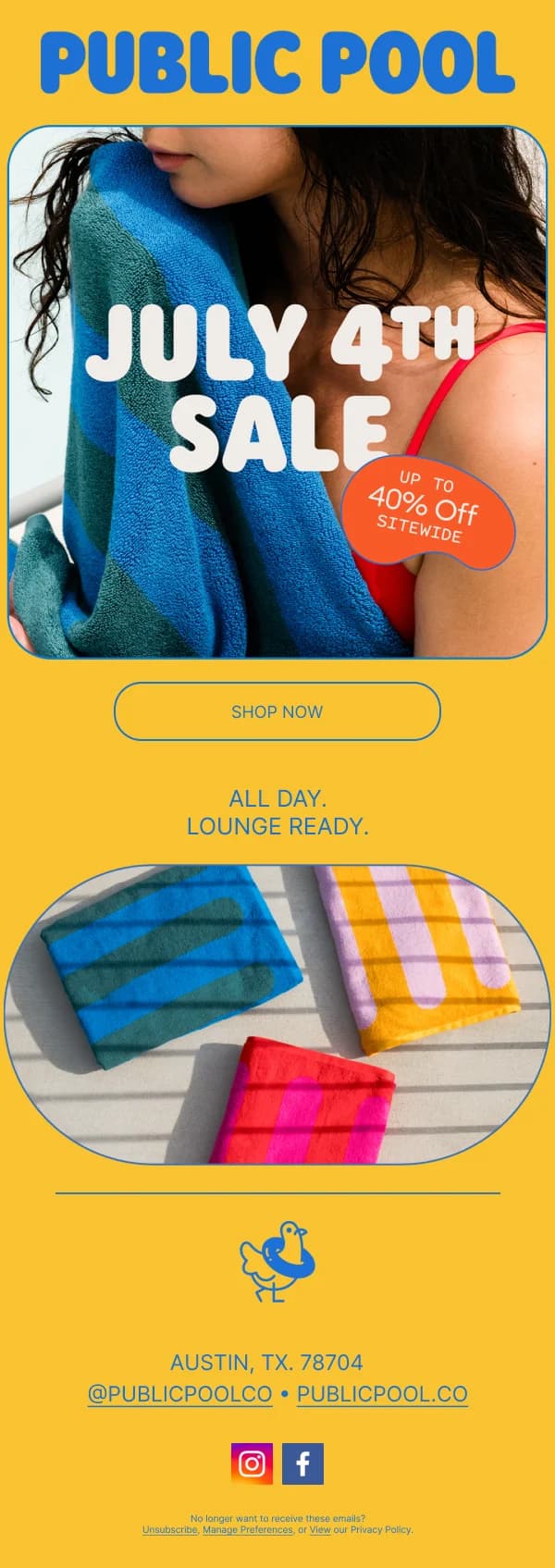 July 4th Sale 40% Off — Discounts & Coupons email design preview