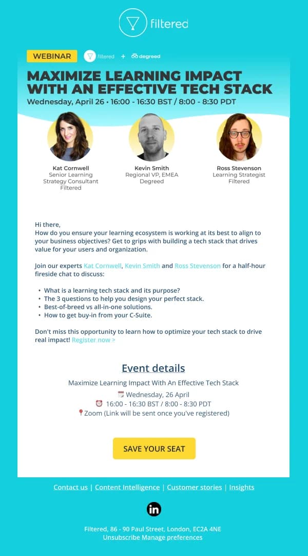 Learning Impact Webinar — Webinar email design preview