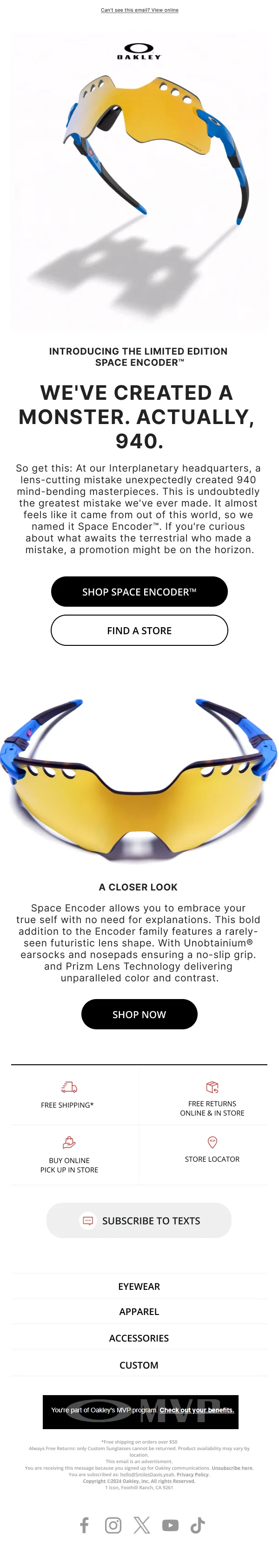 Limited Edition Space Encoder™ — Product Launch email design preview