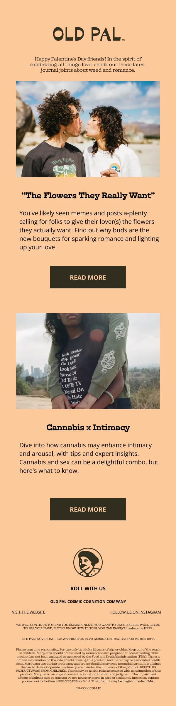 Old Pal Romance & Cannabis Insights — Newsletter email design preview