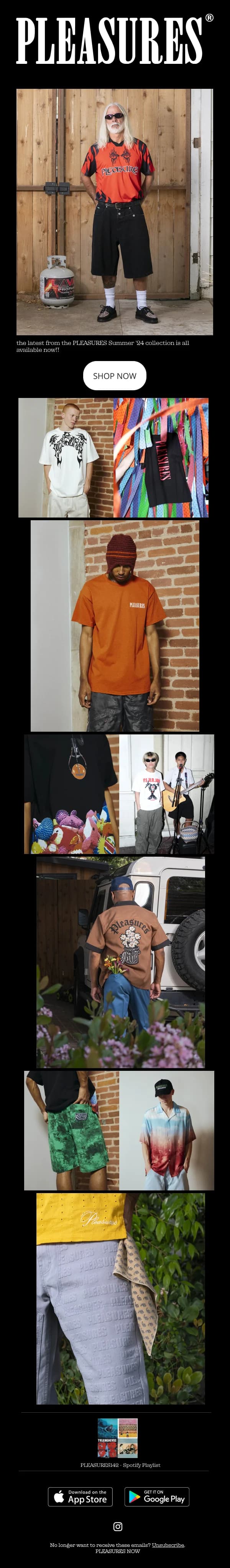 Pleasures Summer '24 Collection — Product Launch email design preview