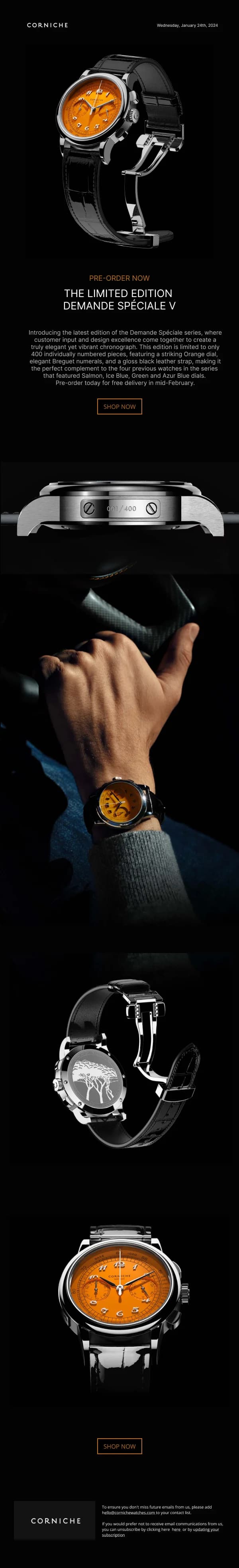 Pre-Order Limited Edition Demande Spéciale V — Product Launch email design preview