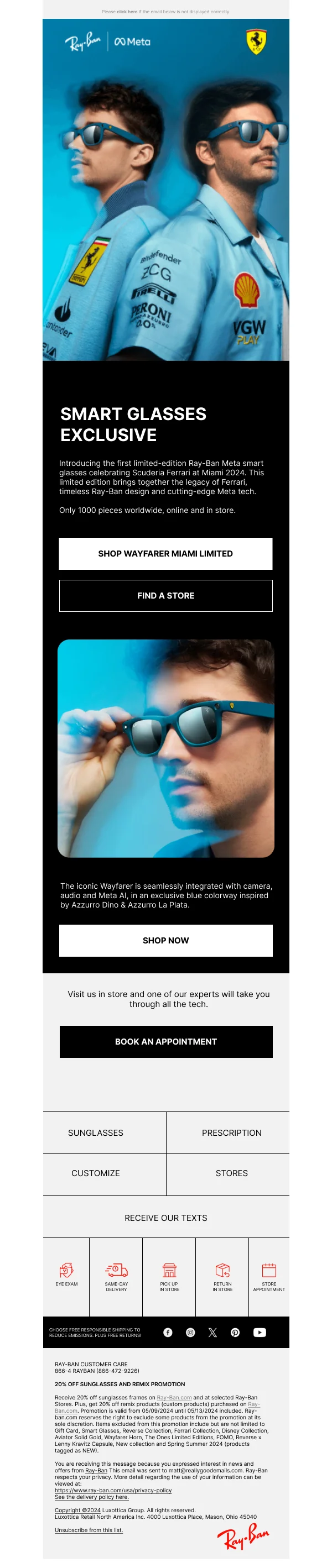 Ray-Ban Meta Smart Glasses Exclusive — Product Launch email design preview