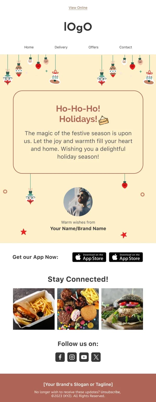 Restaurant-App Promotion — Christmas email design preview