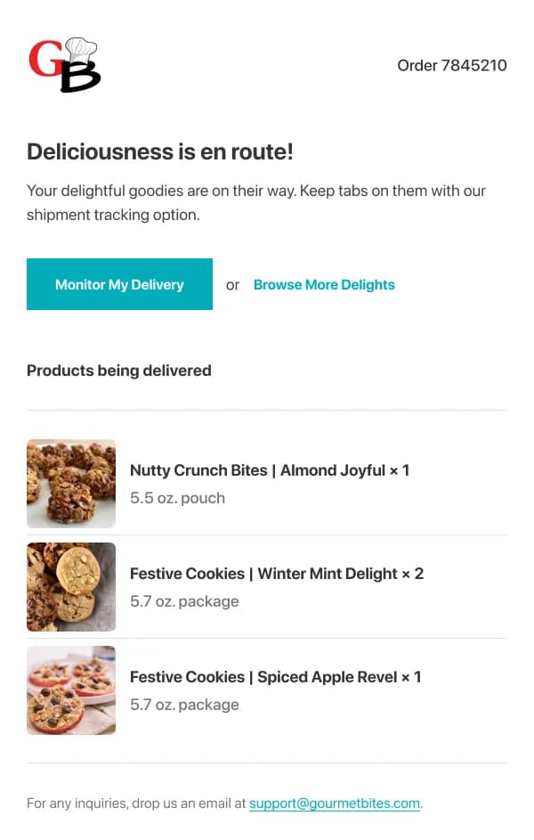 Gourmet Food Order Confirmation HTML Email Template