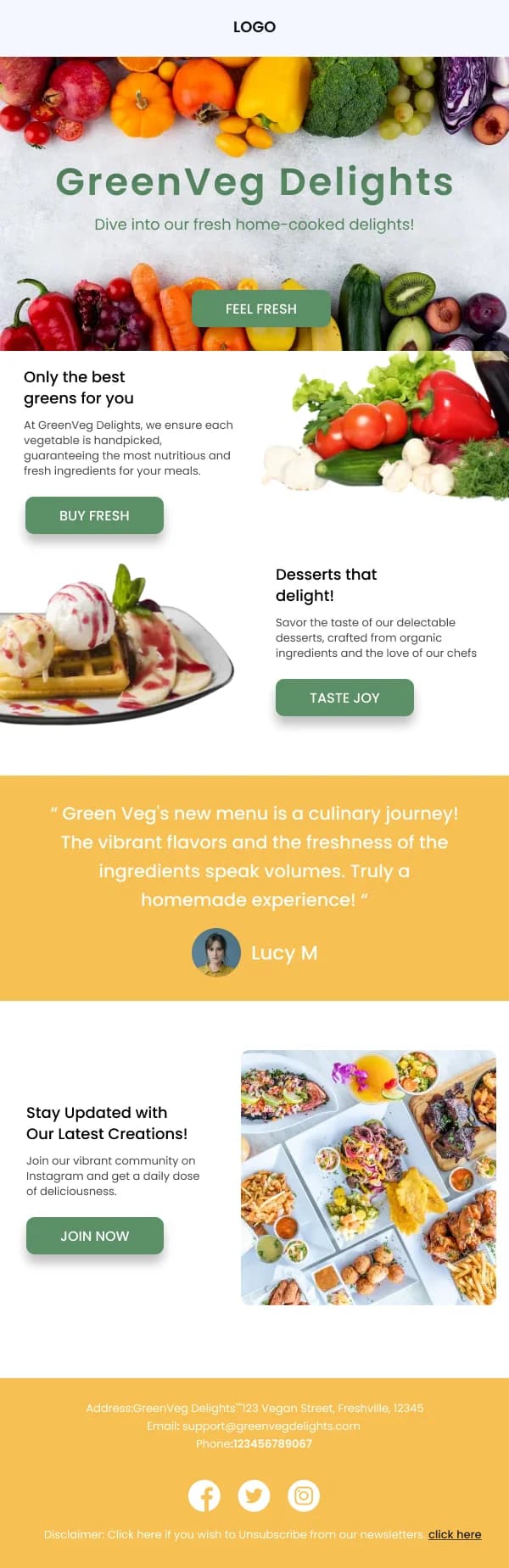 Restaurant-Culinery Journey And Delights — Newsletter email design preview