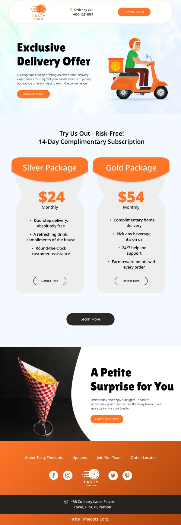 Restaurant-Exclusive Delivery Offer — Reminders email design preview