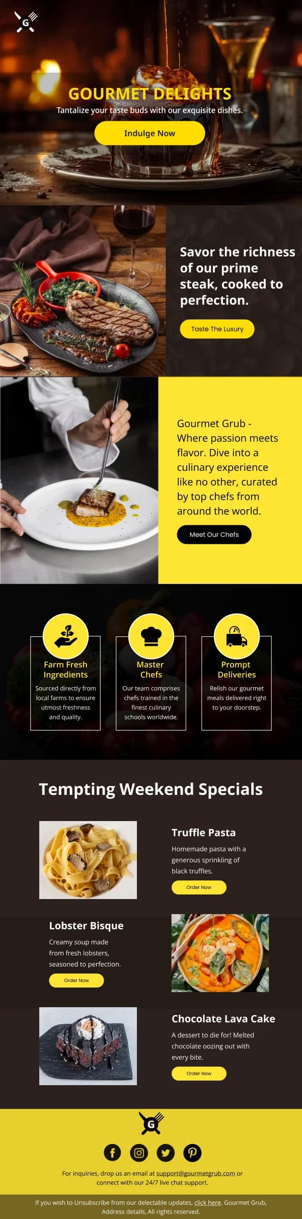 Restaurant- Gourmet Delights — Product Launch email design preview