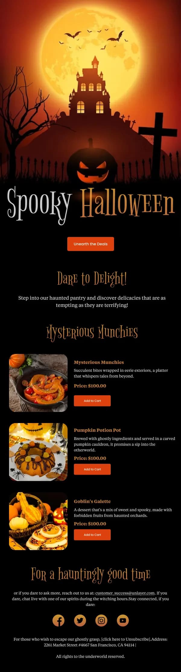 Restaurant-Haunted Pantry And Delicacies — Halloween email design preview