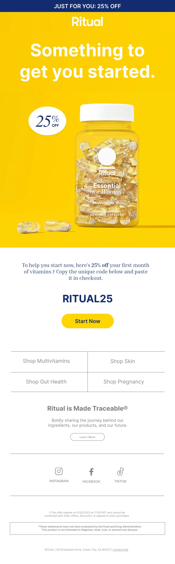 Ritual 25% Off Starter Offer — Discounts & Coupons email design preview
