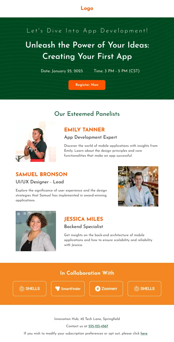 SaaS-App Development Learning — Webinar email design preview