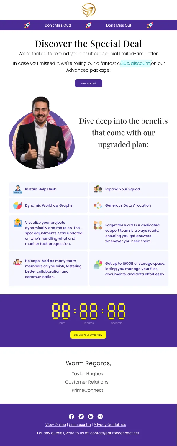 SaaS-Deal On Plan Upgrade — Notifications & Acknowledgement email design preview