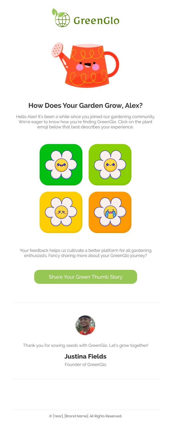 SaaS-Gardening Community Review — Survey & Feedback email design preview