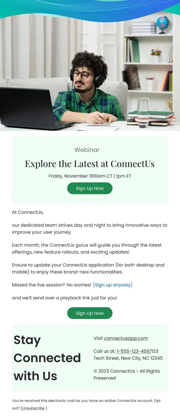 SaaS-Improve User Journey — Webinar email design preview