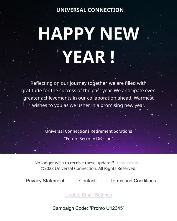 New Year Wishes SaaS HTML Email Template