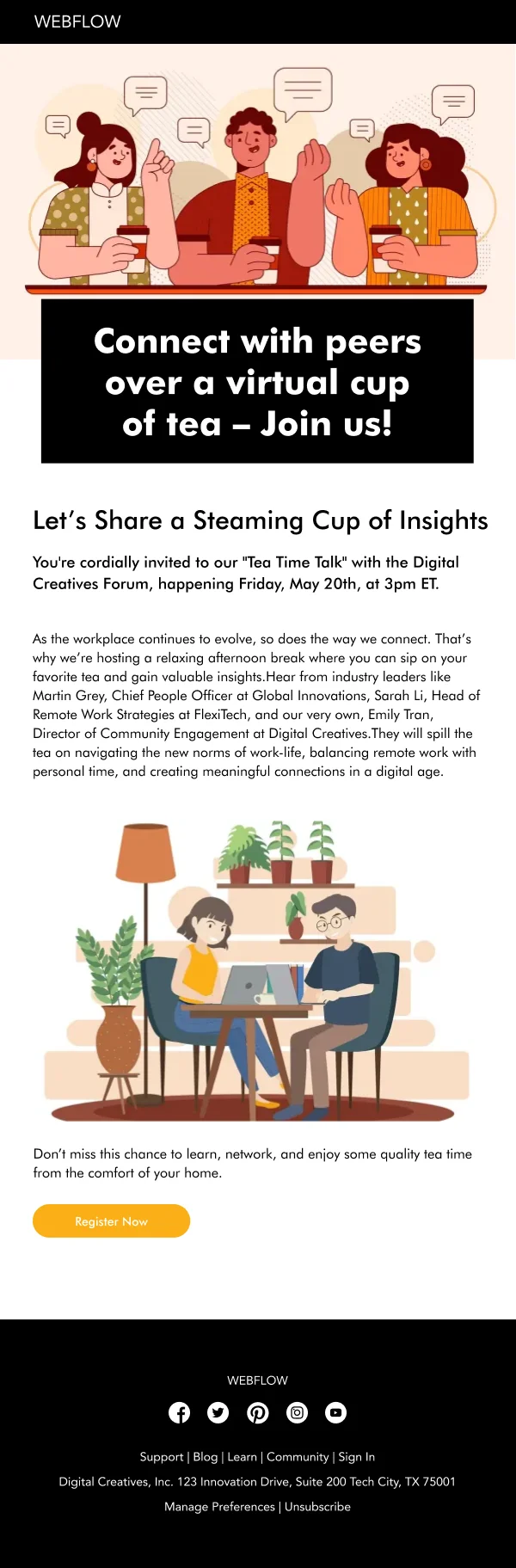SaaS-Online Tea Time Talk — Events & Invitations email design preview