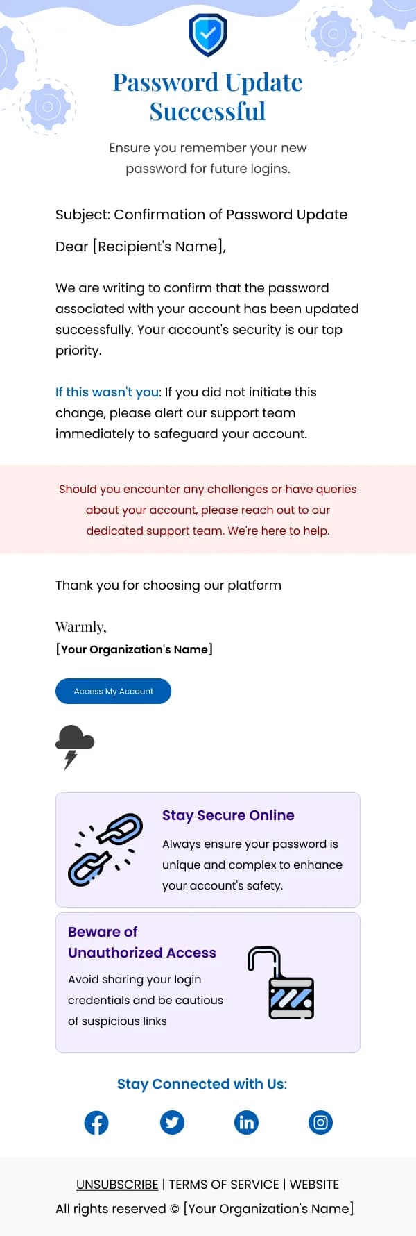 SaaS-Password Update Successful — Notifications & Acknowledgement email design preview