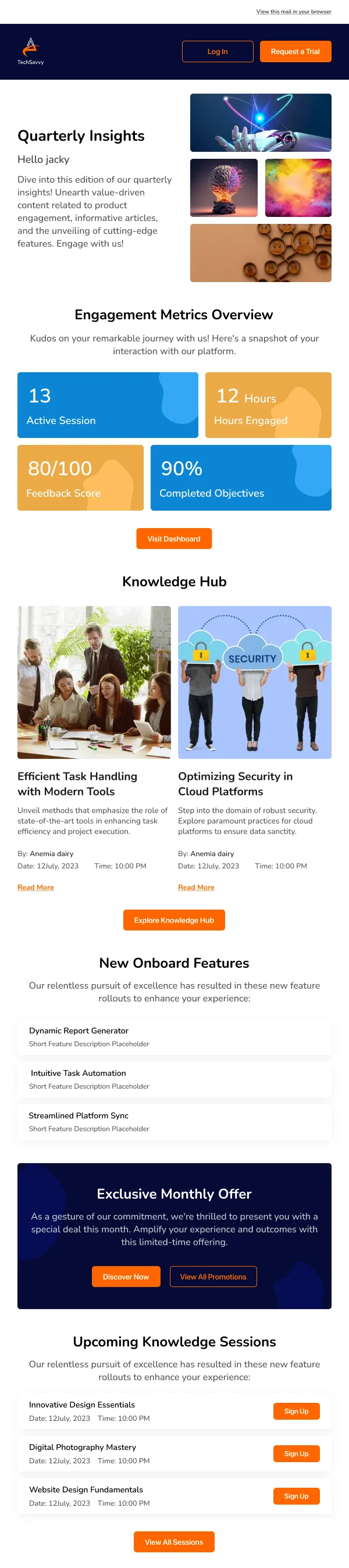 Quarterly Engagement Insights SaaS HTML Email Template