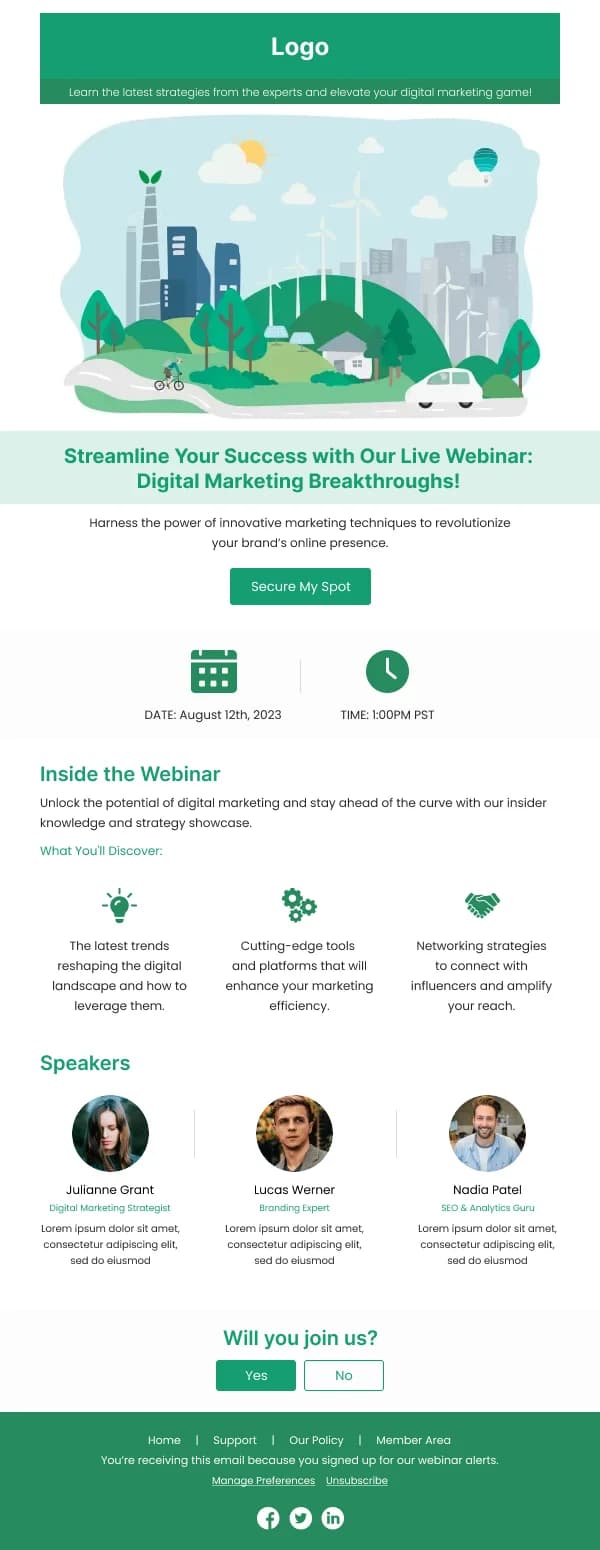 Webinar Digital Marketing SaaS HTML Email Template