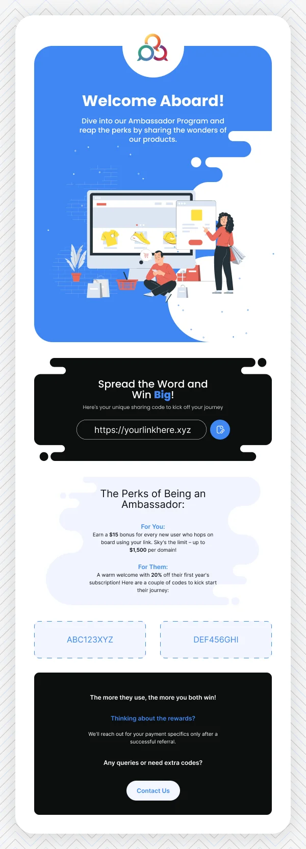 SaaS-Welcome To Ambassador Program — Welcome email design preview