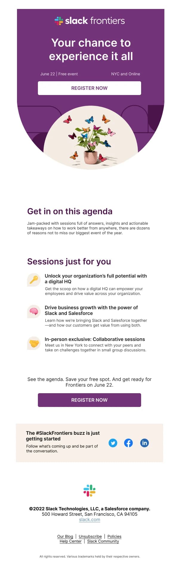 Slack Frontiers Event Invitation — Events & Invitations email design preview