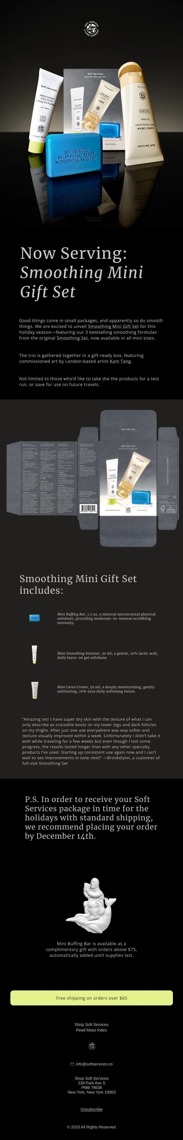 Smoothing Mini Gift Set HTML Email Template for Holiday Promotions