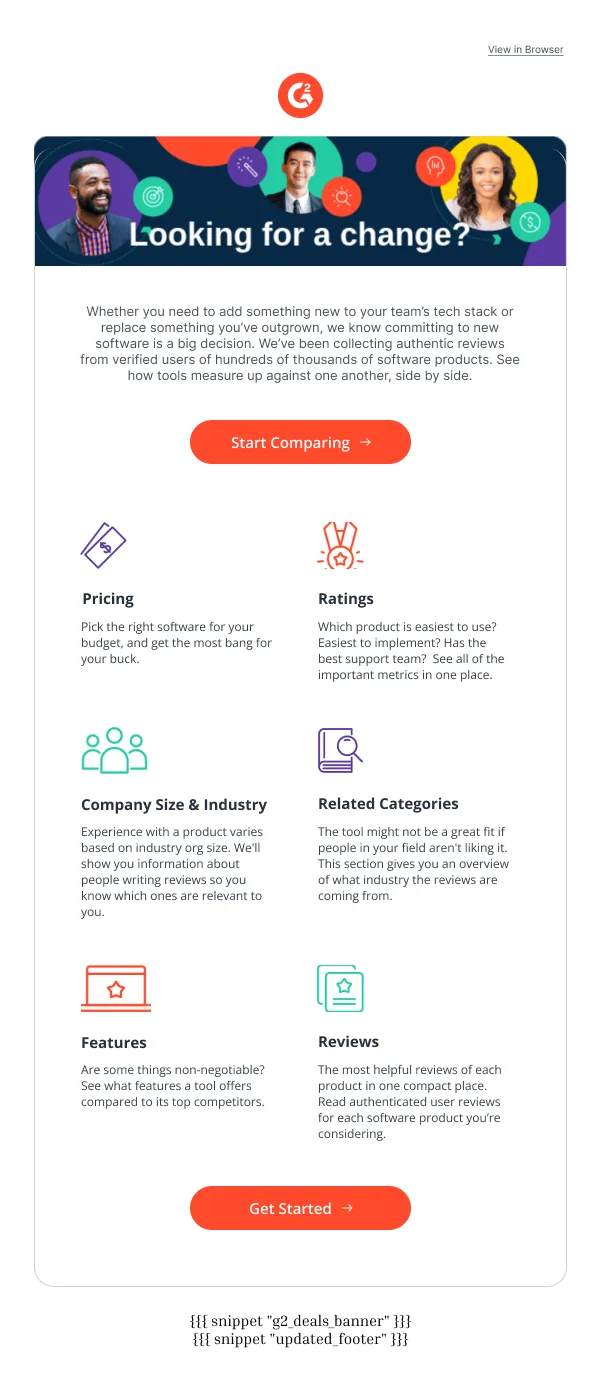 Software Comparison — Product Promotions & Updates email design preview