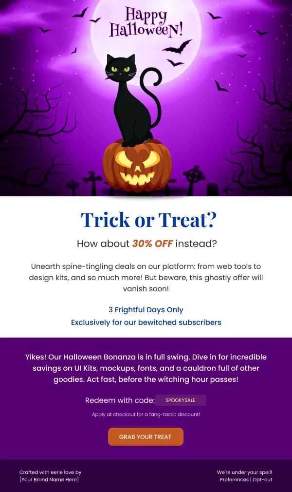 Software-Subscribers Ghostly Discount — Halloween email design preview