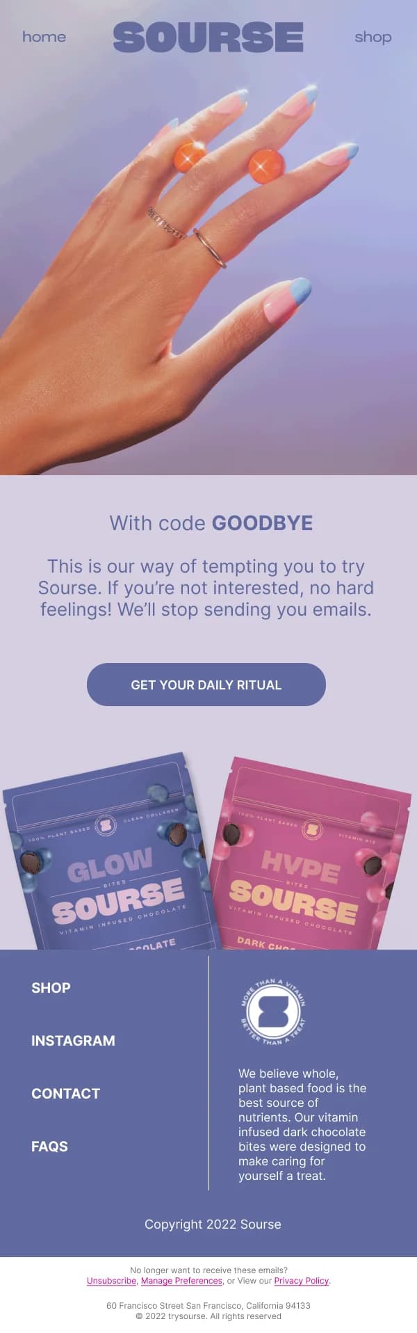 Sourse Vitamin Chocolate Discount — Discounts & Coupons email design preview