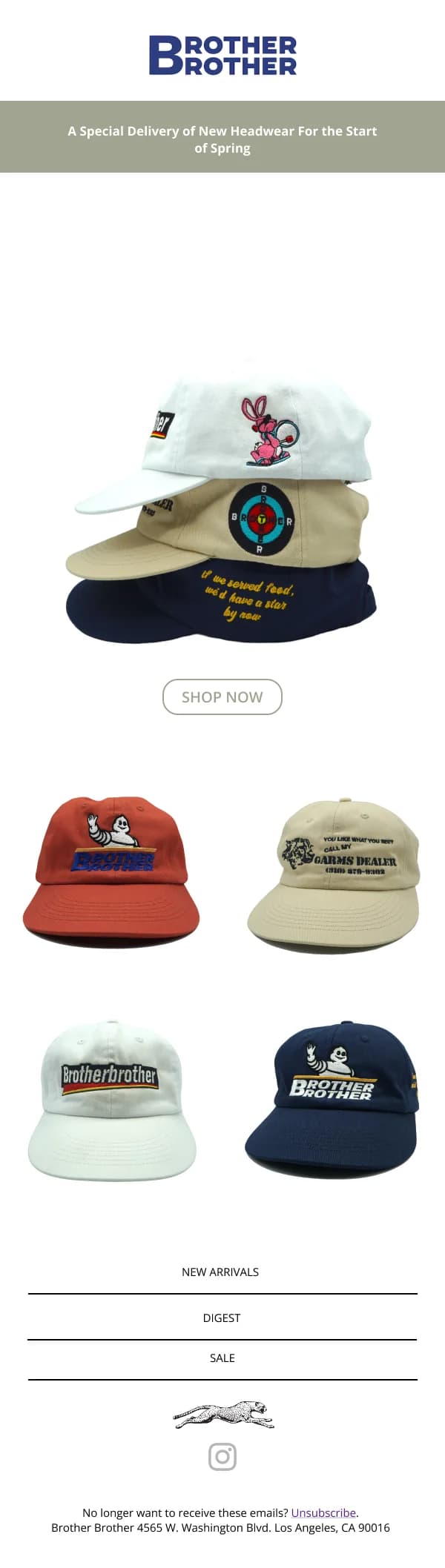 Spring Headwear Collection — Product Launch email design preview