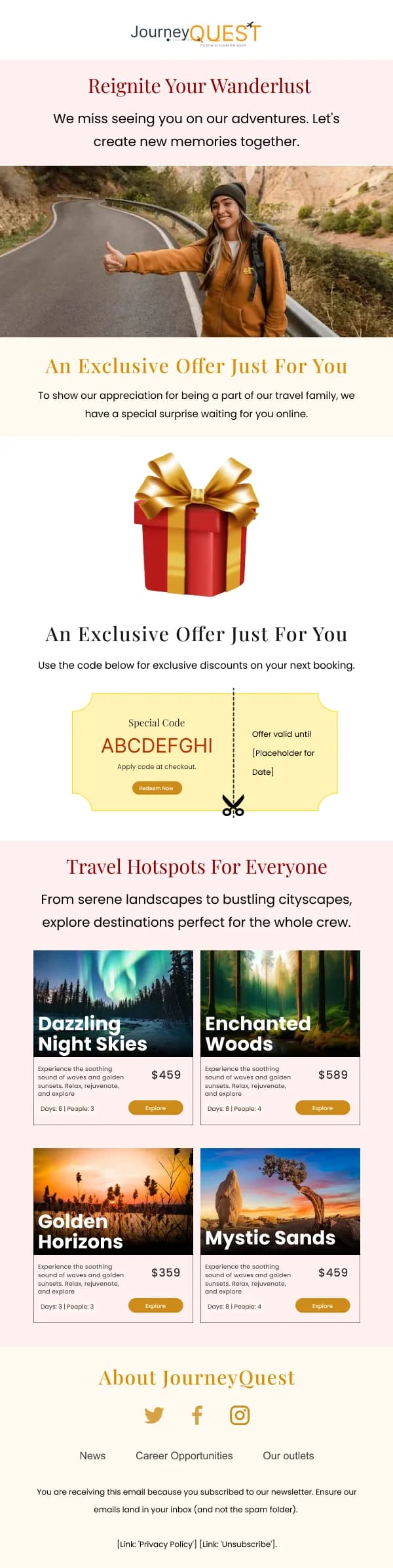 Travel-Adventures Offers — Notifications & Acknowledgement email design preview