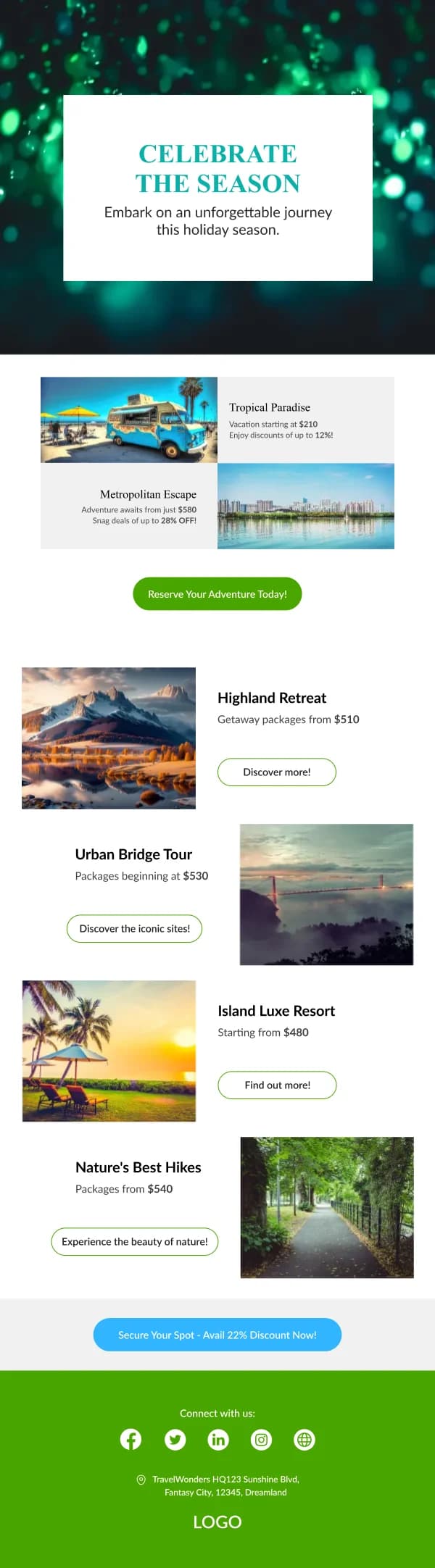Travel-Avail Discount On trips — New Year email design preview