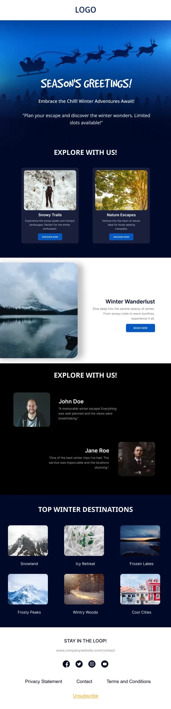 Travel-Explore Winter Beauty — Christmas email design preview