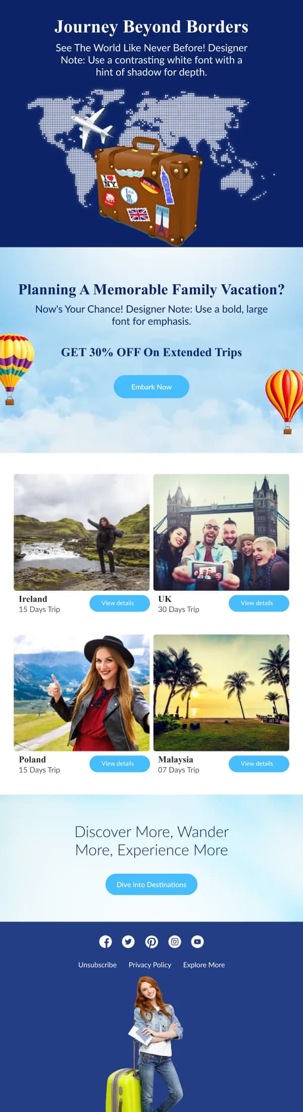 Family Vacation Discounts Travel HTML Email Template