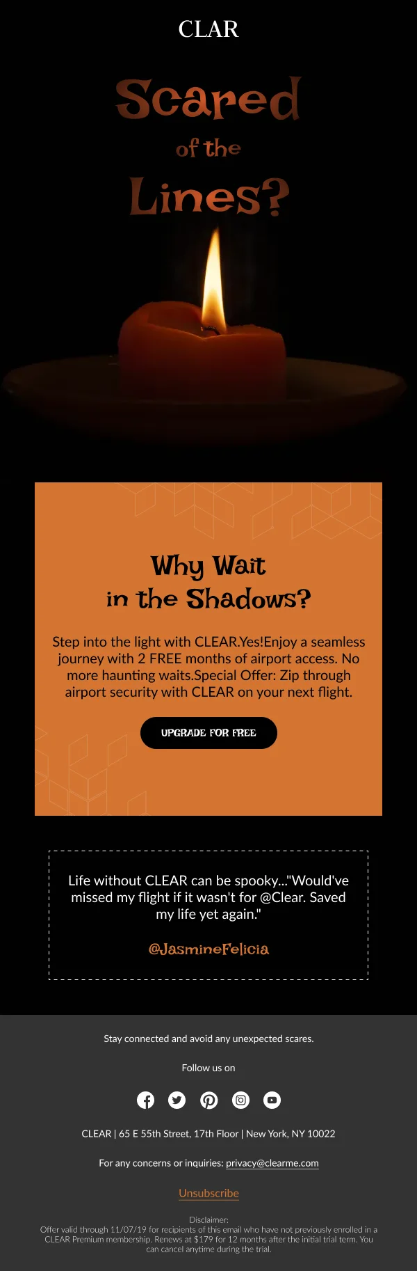 Travel-Free Airport Access — Halloween email design preview