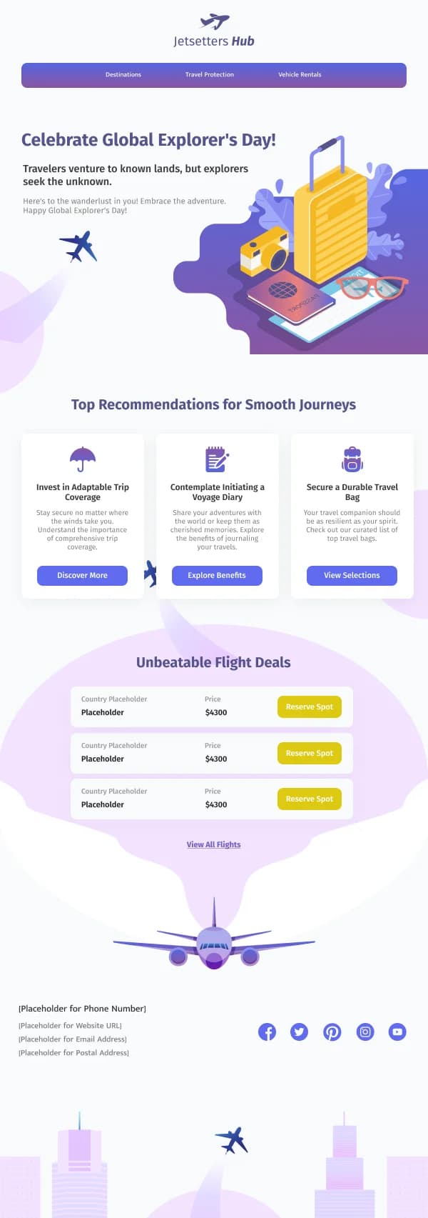Travel-Global Explorers Day — Retargeting & Triggers email design preview