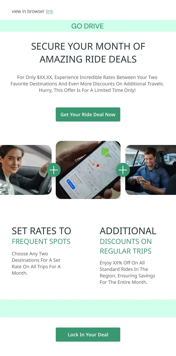 Travel-GoDrive Ride Deals — Activation & Retention email design preview