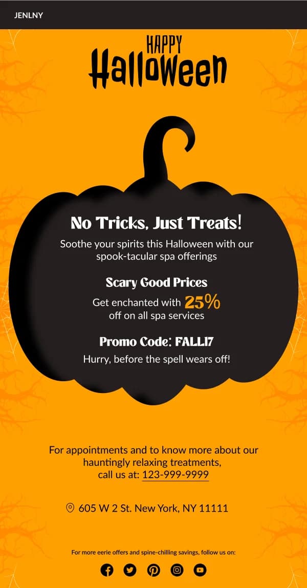 Travel-Halloween Treats On Spa — Halloween email design preview