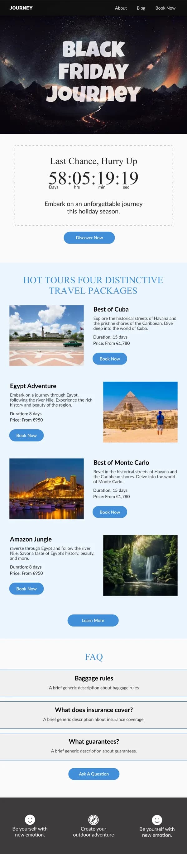 Travel-Hot Tour Packages — Black Friday email design preview