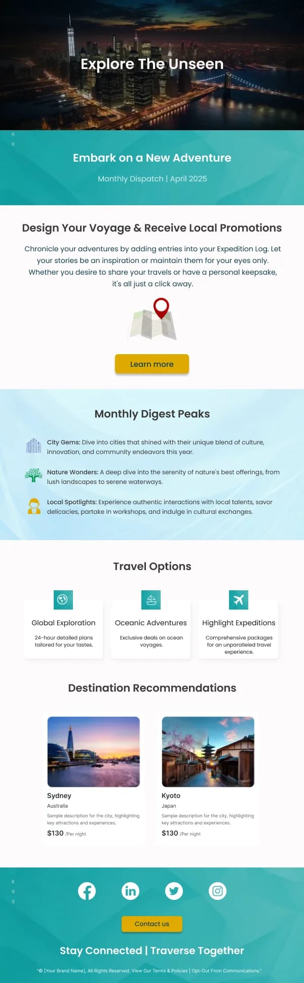 Monthly Digest Peaks Travel HTML Email Template