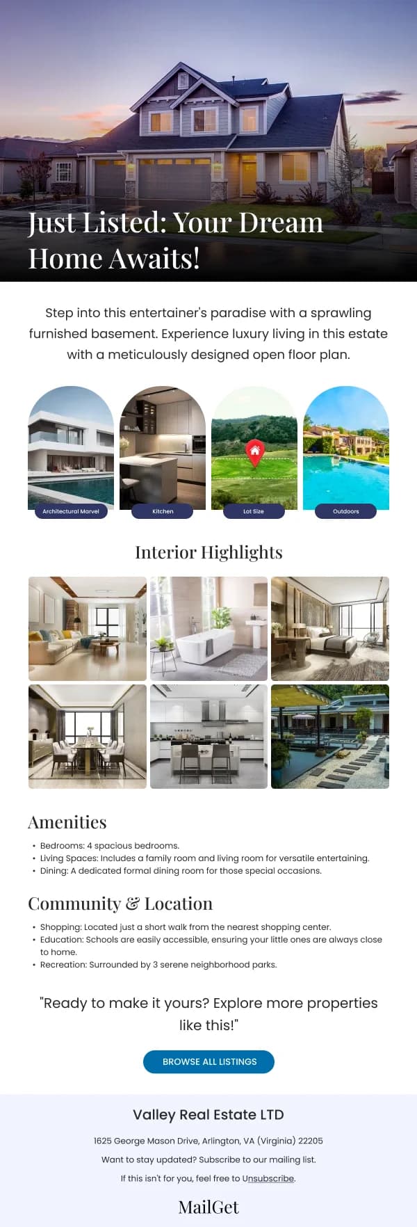 New Listings Highlights Real Estate HTML Email Template