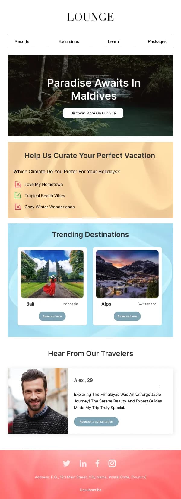 Travel-South East Asia Beaches — Survey & Feedback email design preview